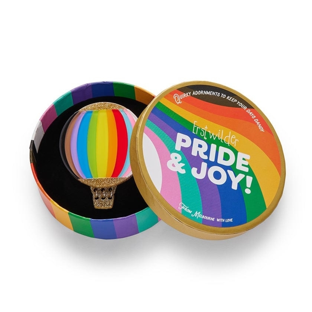 Erstwilder Rainbow Hot Air Balloon Brooch